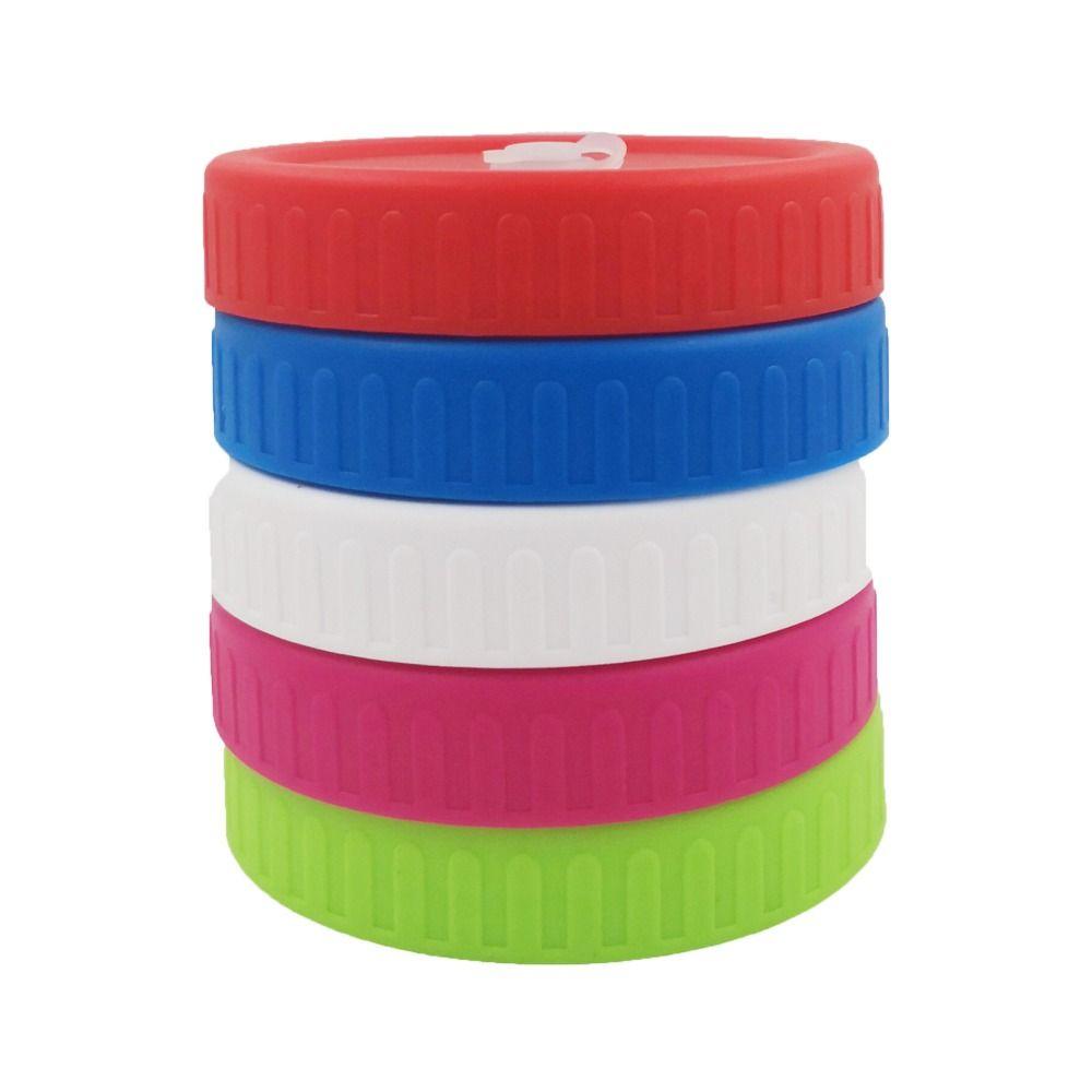 1Pcs New with Hole Mason Jar Lid Good Seal Plastic Spout Lid Reusable Leak-proof Seal Bottle Cover for 86mm Wide Mouth Jar