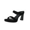 Fashion Women's New Genuine Leather Summer Leopard Pattern Exposed Toe Thick Sole Waterproof Platform High-heeled Fashion Slippers