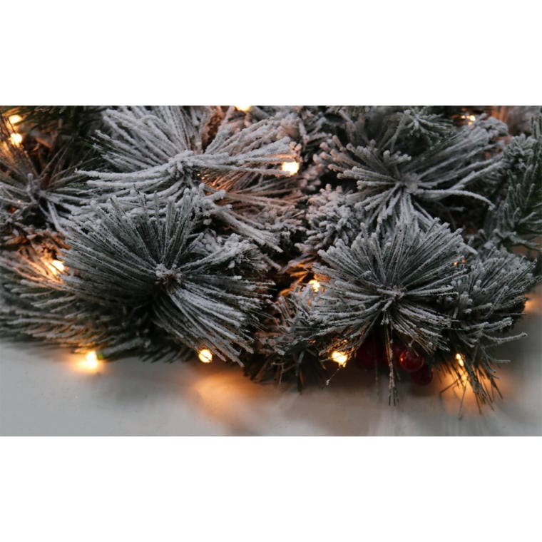 Christmas Wreath with LED Lights and First Snow Effect