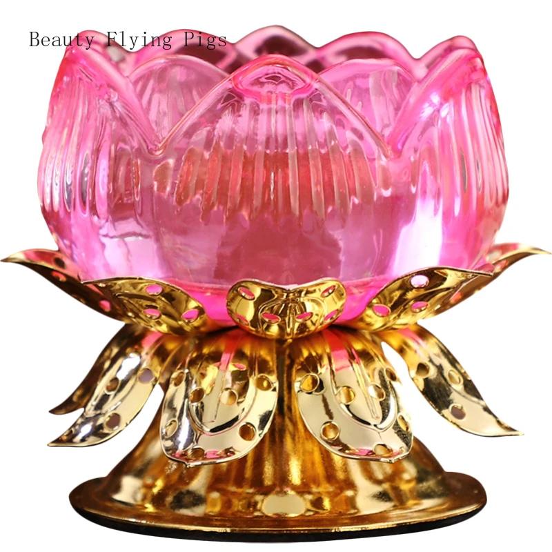 1pc Water Glazed Lotus Flower Metal Candlestick Household Sacrificial Supplies Buddhist Temple Supplies Pray for Auspiciousness