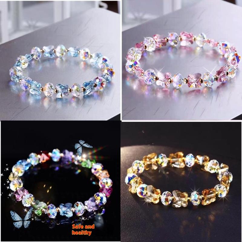 Fashion Butterfly Charm Crystal Stretch Beaded Bracelets Elastic Rope Women Temperament Bracelet&Bangles Charms Bohemian Jewelry
