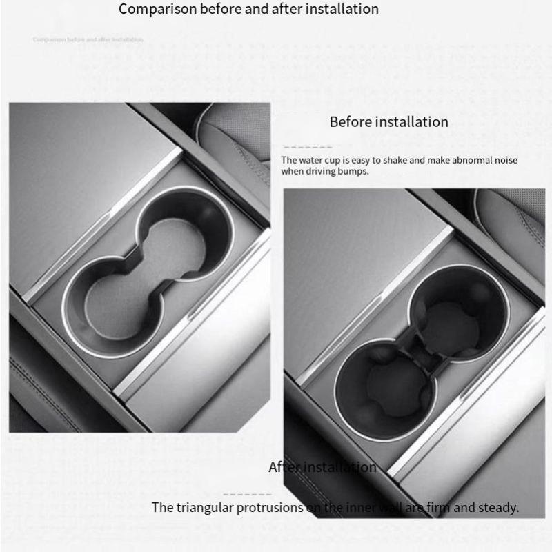 Suitable for Tesla Model Y Model 3 Refresh Version Center Console Water Cup Holder Limiter Interior Modified Storage Box Slot