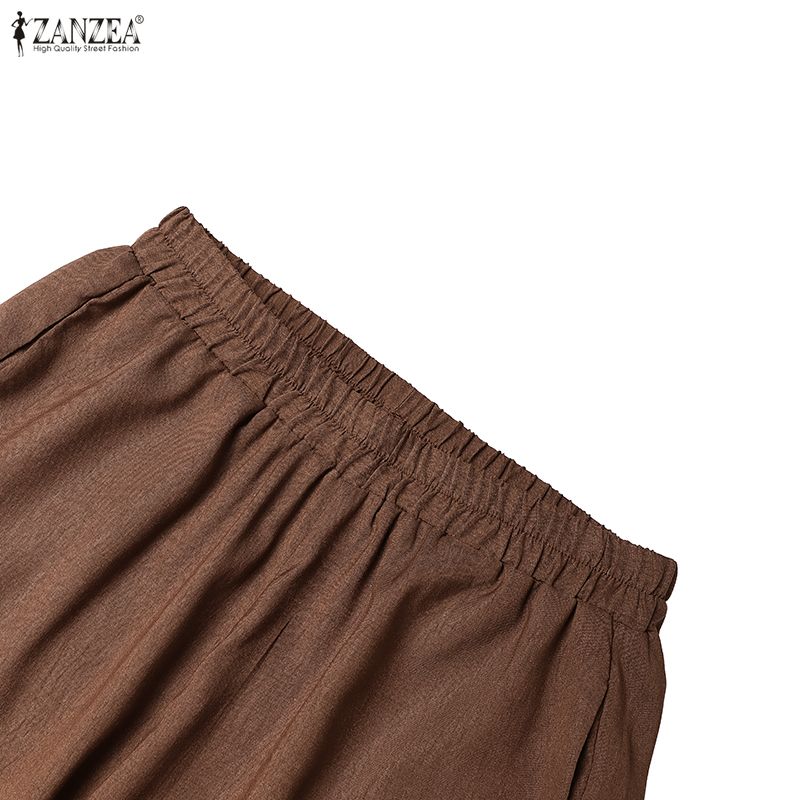 ZANZEA Kadın Kısa Kollu Bluz ve Pantolon Günlük İki Parça Takım Setleri