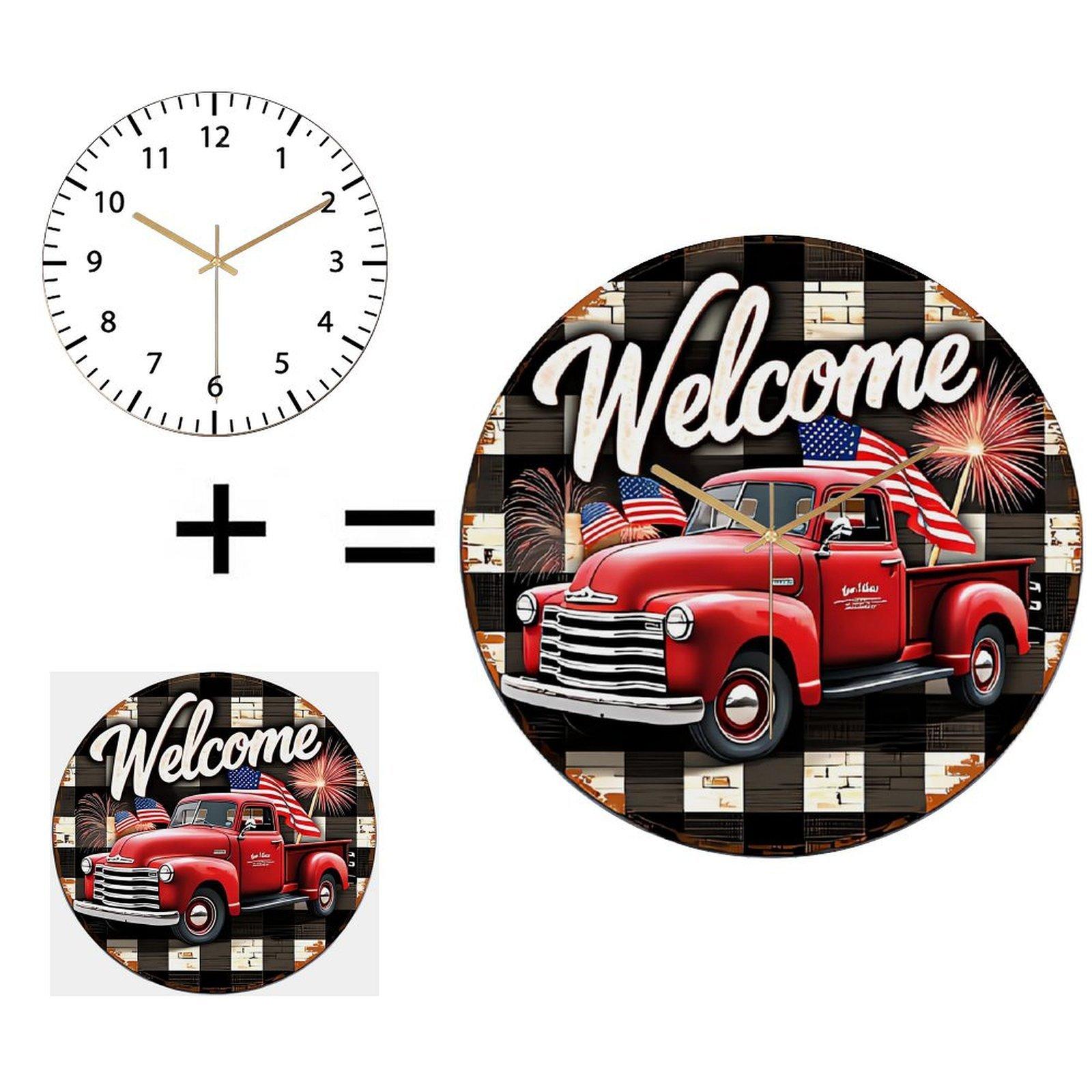 Custom Business Round Glass Clock 30x30cm Logo/Text High Transparency Silent for Retail Store Wall 12 in(30.48cm)