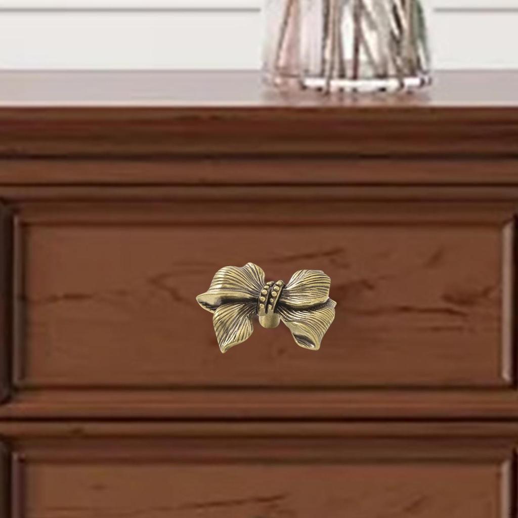 Bow Drawer Handle Cabinet Vintage Brass Door Knob for Cupboard Living Room