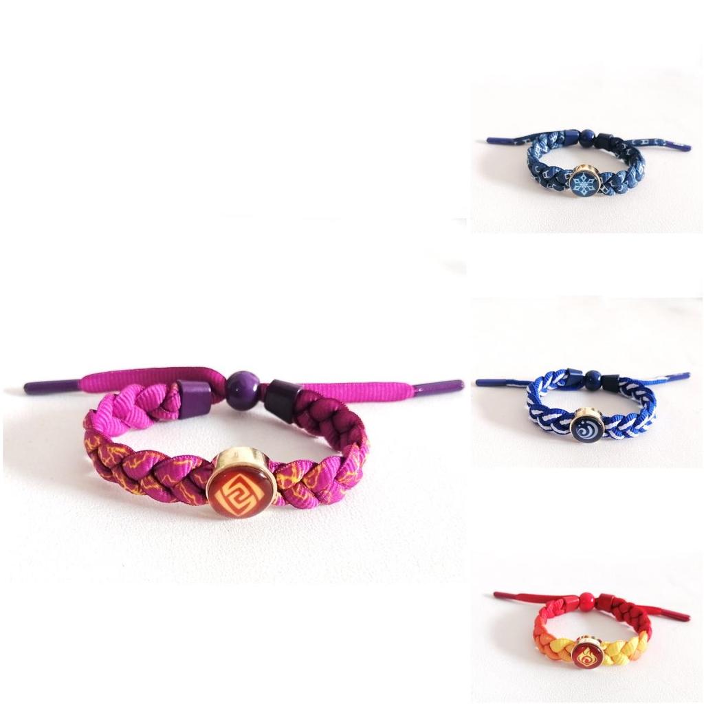 Genshin Impact Luminous Gradient Braided Bracelet With Multi-function Elemental Buttons