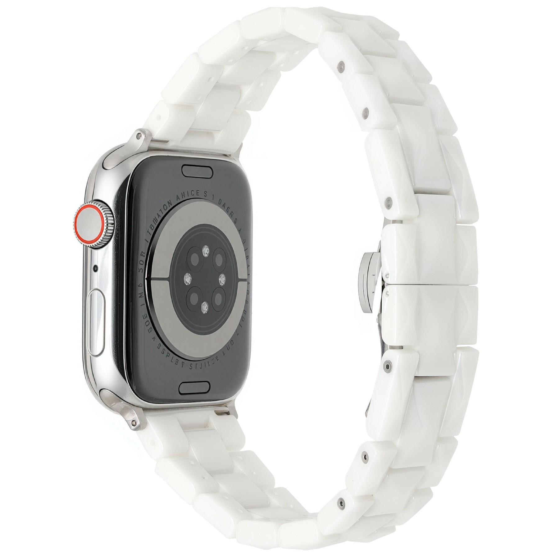 

Watch Band For Apple Watch Series 10 9 8 7 SE 6 5 4 3 2 1 42mm 41mm 40mm 38mm Ceramic Rhombus Grid Pattern Strap White