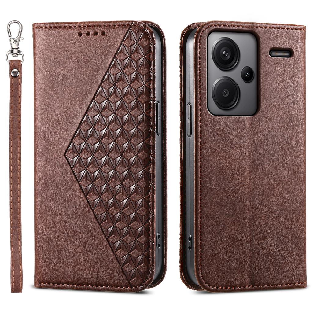 For Xiaomi Redmi Note 13 Pro+ 5G Leather Case Wallet Flip Cover Rhombus Pattern