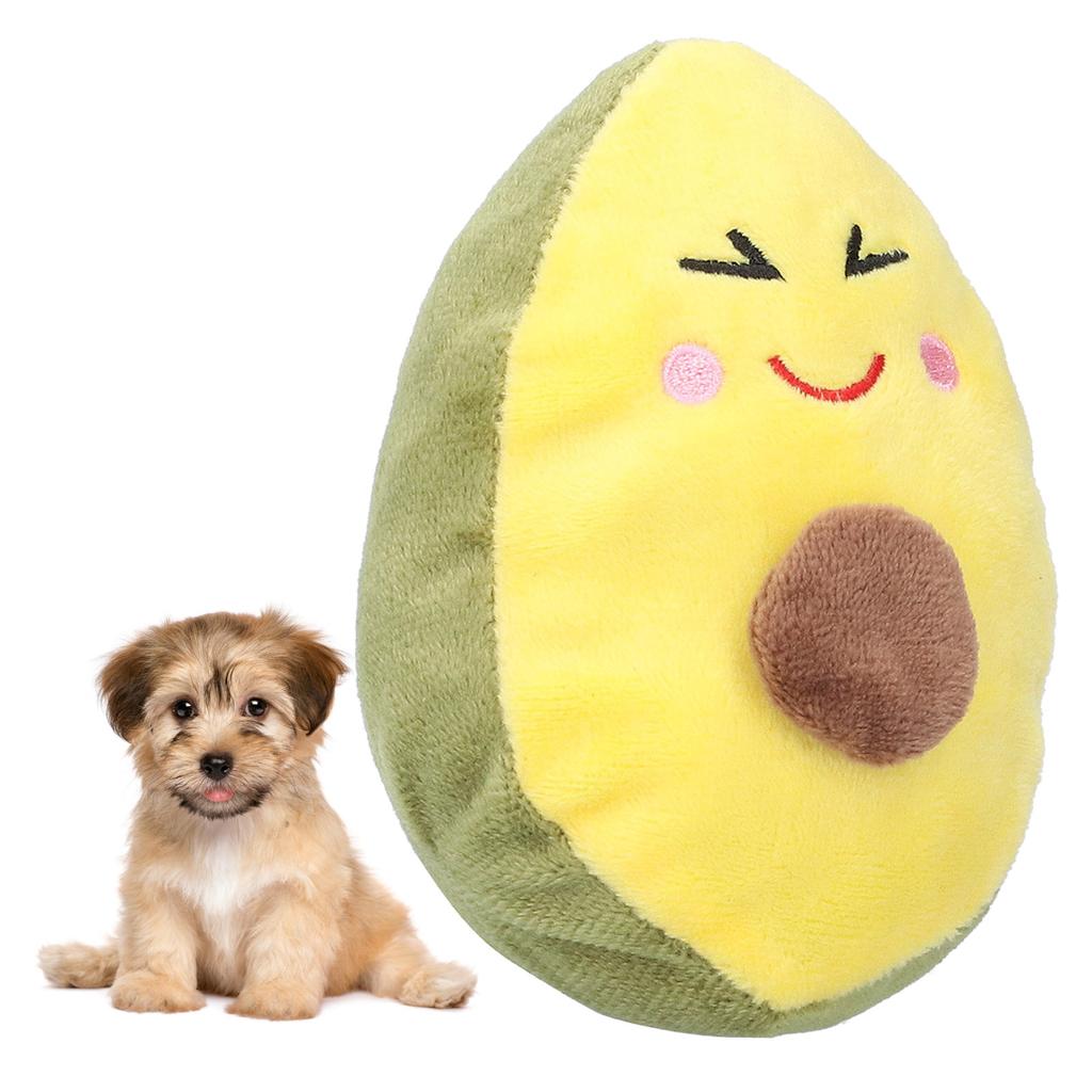 Avocado Shape Pet Chew Toy Plush Dog Playing Teething Toys with Sound for Small Dogs