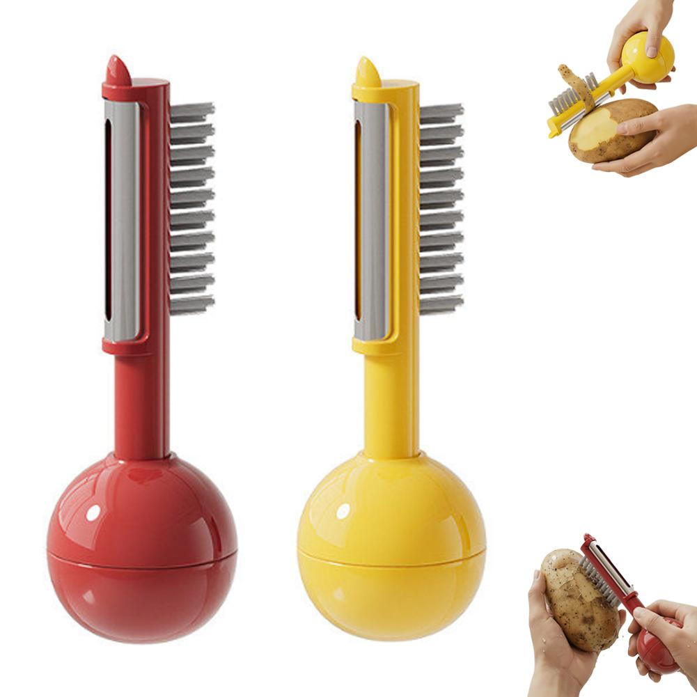 2-in-1 Gemüseschäler und Messerset mit Sicherheitsabdeckung Edelstahl Kartoffel-Fruchtschäler Gurkenschneider Camping-Reise-Set