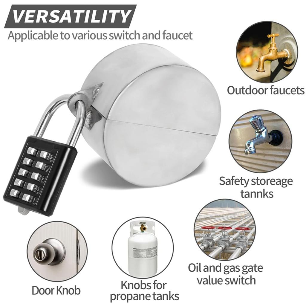 2025+ Gate Valve Locking Device (2 Set) Hose Bib Lock Outdoor Faucet, Water Faucet Lock for Door Knob, Outside Garden, Oil