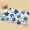 1 X Quick Dry Microfiber Beach Towel With Vibrant Blue Floral Print - Soft, Absorbent And Lightweight For Beach, Camping
