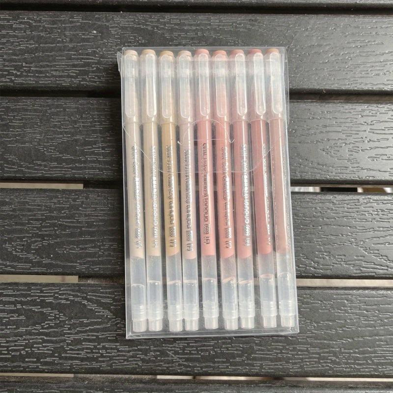 9 Color Gel Pen Set for Layering & Highlighting, Dual Tips for Diaries Notes & Drawing - Large Capacity Office School Supplies