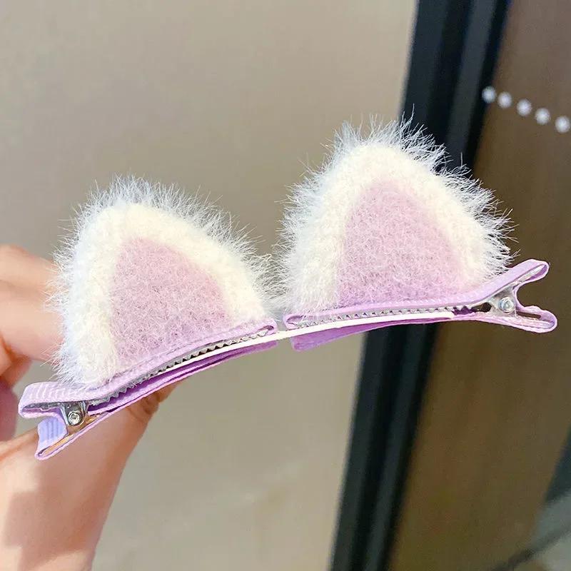 1pair Fuzzy Cat Ears Children Cute Hair Clip New Winter New Year Hairwear Fashion Event performance costume props