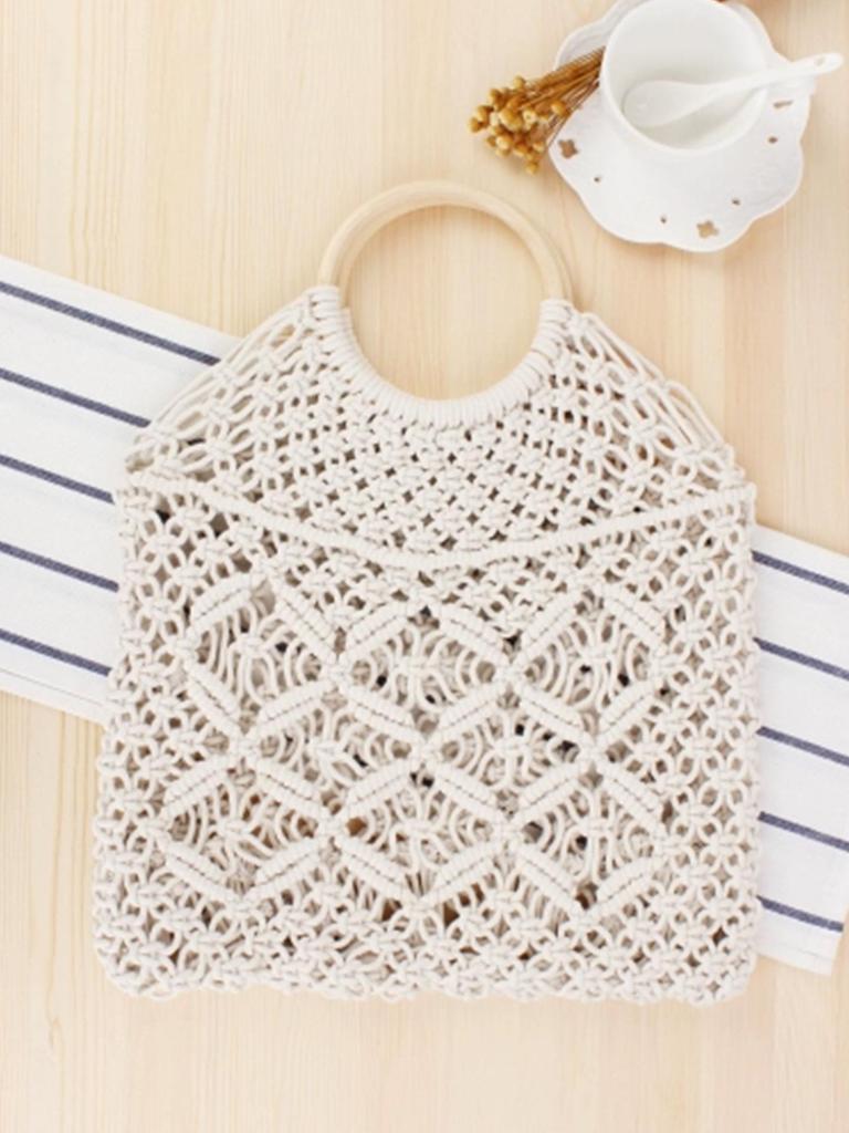 Handmade Cotton Rope Woven Mesh Bag - Women's Casual Beach Bag