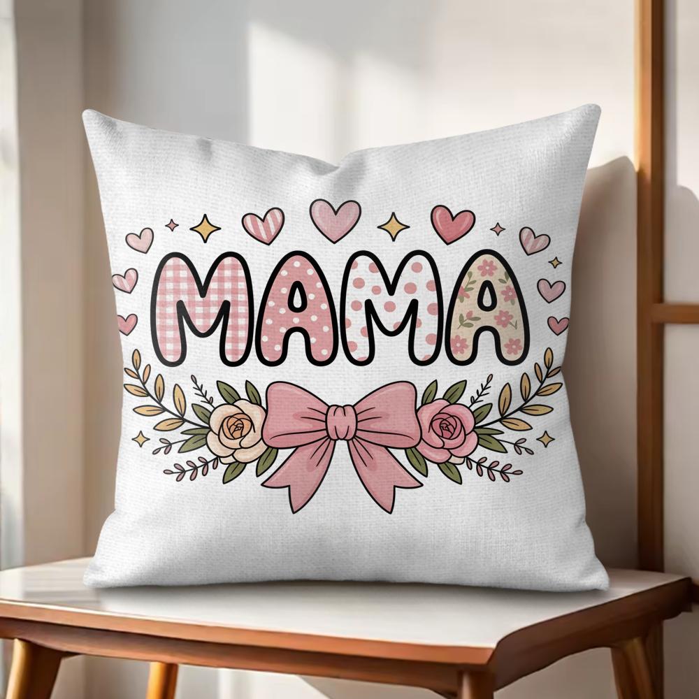 MaMa Cushion Cover Natural Linen Organic Fabric DoubleSided Printing Couch Pillow Covers Home Decor