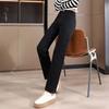 Women's High-Waisted Fleece-Lined Black Straight-Leg Jeans - Slimming, Loose Fit for Autumn & Winter