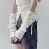 Sweet Girl Lolita Soft Arm Sleeves Bow Tie Long Hand Sleeves Lovely Knitted Fingerless Decorative Gloves Streetwear