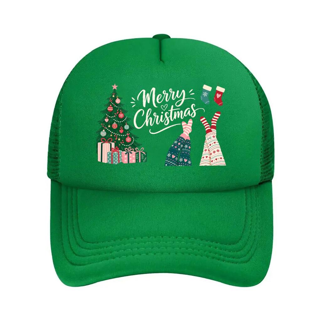 Cozy Merry Christmas Tree Lounge Mesh Baseball Cap Polyester Forward Observations Hat Adjustable Golf Hat Summer