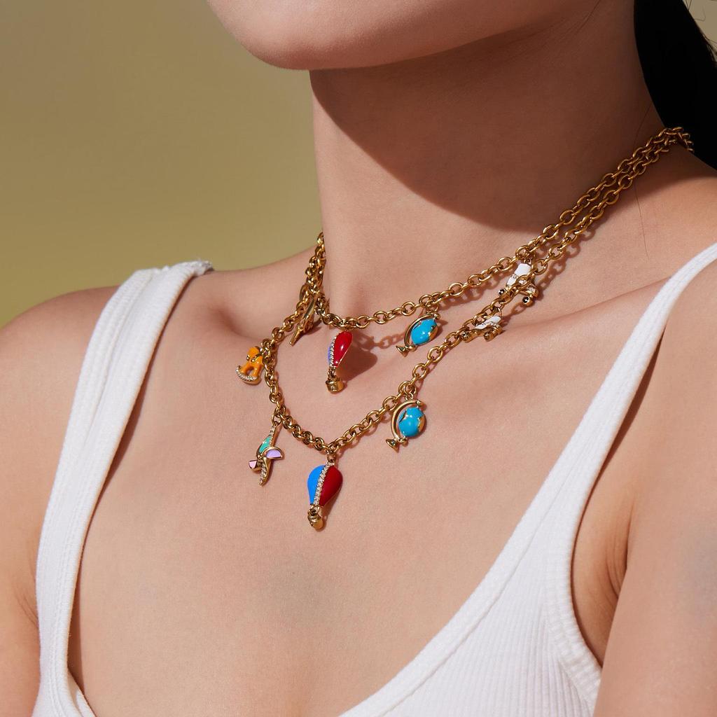 Oumaijia Stainless Steel Zircon Pendant Jewelry Set: Non-Fading Bracelet & Necklace