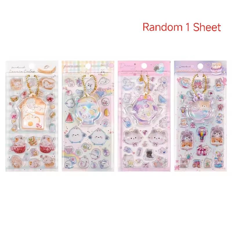 1/2 Sheets Scrapbooking Diy Journal Stationery Decals Fun Pinch Hanging Cartoon 3D Puffy Stickers Cute Decor School Supplies