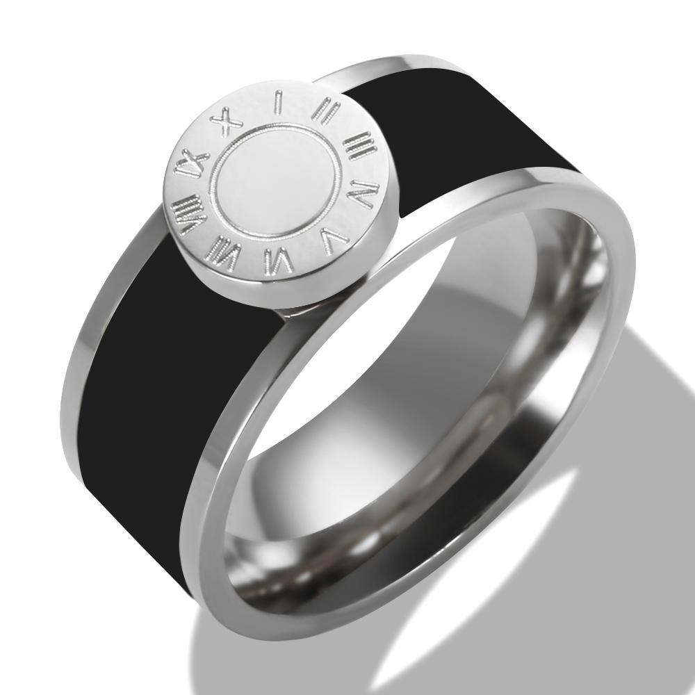 Stainless Steel Enamel Bangle Ring Set for Women Round Roman Numerals Gold Color Trend New Bangles Jewelry Set