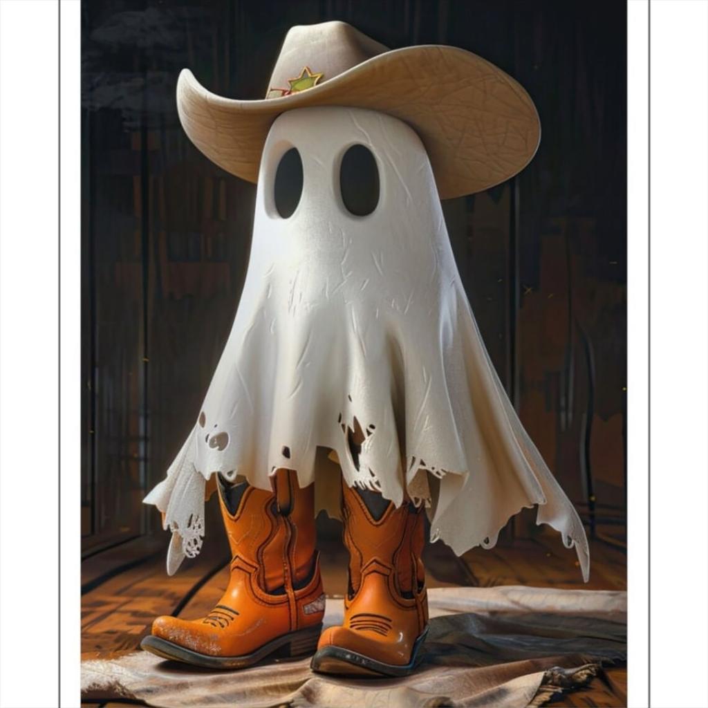 Cowboy Ghost Statue Resin Craftsmanship Ornament Halloween Decoration Home Desktop Small Ornament Resin Material