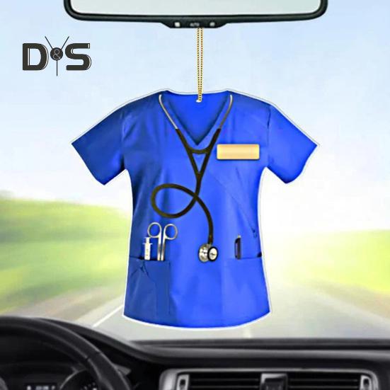 Nurse Uniform Shape Decoration Flat Acrylic Hanging Ornament Keyring Pendant Gift for Nurses Doctors Car Bag Decoration