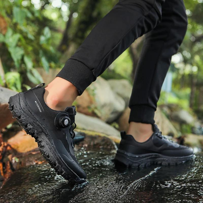 Chaussures de Trekking pour Homme de Haute Qualité Boucle Rotative Chaussures de Randonnée Homme Baskets Décontractées d'Extérieur Homme Chaussures de Marche Respirantes Antidérapantes