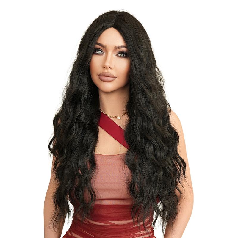 African European American Black Wig Women's Long Curly Hair Stage Performance Costume Soft Synthetic Full Head Cover