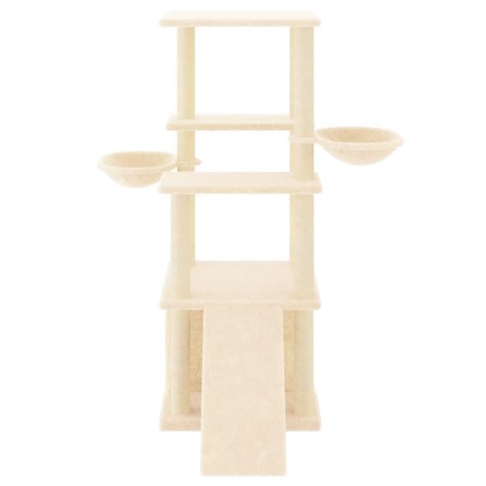 VidaXL Arbre à chat avec griffoirs en sisal crème 133 cm 171756