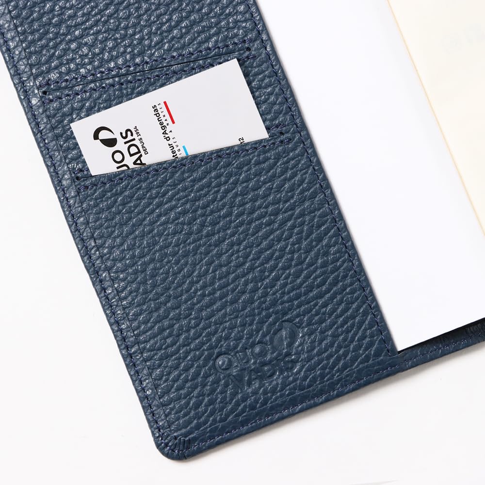 QUOVADIS Genuine Leather (Cowhide) Planner Cover "French Classic" 8.8 X 17cm Navy (qv88x1728nv)