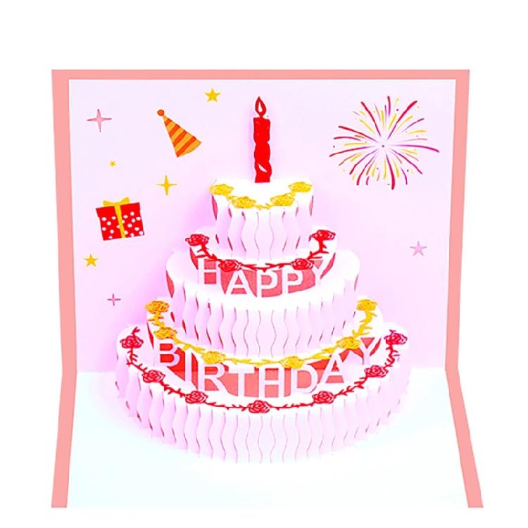 Artistic Popup Birthday Card 3D Cake Greeting Card Stylish Party Invitation Card for Birthdays and Festives Gatherings