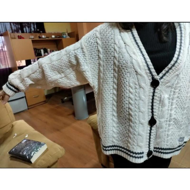 Women's Autumn and Winter New Knitted Embroidered Cardigan Temperament Age Reduction Loose Casual Sweater Coat Solid Color