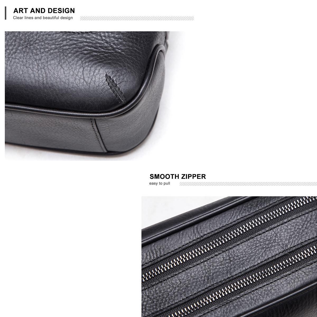 CONTACT S Crazy Horse Мужская косметичка из коровьей кожи чёрный — фото 7