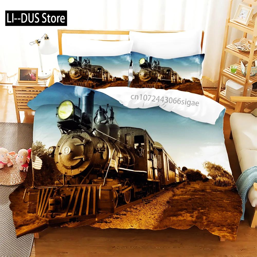 Train Bedding Sets Kids Duvet Cover Bed Set Soft Quilt Cover With Pillowcase Single Queen King Size Car Comforter Bedding Set