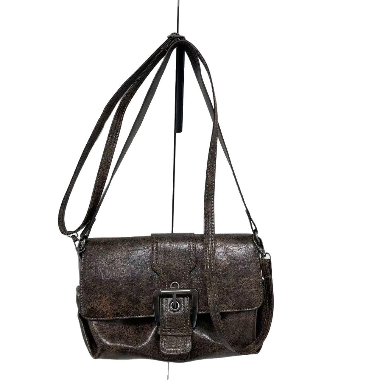 

Ретро сумка через плечо женская 2025 новая высококачественная текстурированная маленькая женская сумка сумка через плечо сумка-мессенджер темно-коричневого