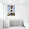Sexy Woman on Rock Waterfront Tin Sign Vintage Metal Poster for Bar Pub Home Wall Decor with Beach Cowboy Boots Toned Glutes Sce
