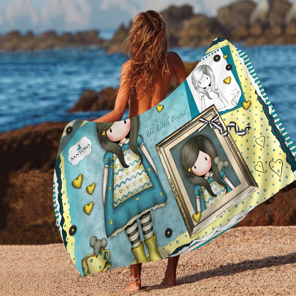 Cute Gorjusses Cartoon S-Santoro Microfiber Blanket Quick Drying Beach Towels Printing Super Absorbent Pool Towel Blanket