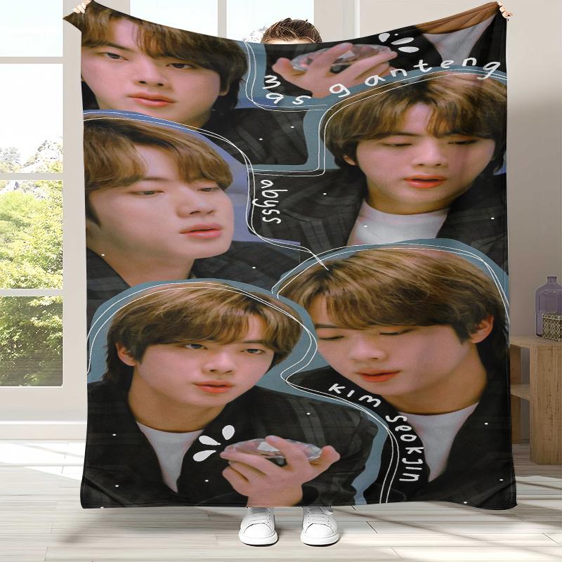 Kim Seok Jin Kpop B-BTS Flanelldecke, Ultraweiche Warme Plüschdecke für Zuhause Schlafzimmer Bett Sofa Abdeckung Büro Camping Picknick Geschenk