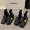 Ladies Shoes Side Zipper Women'S Boots Fashion Metal Decoration Modern Boots Women New Square Toe Shoes For Women