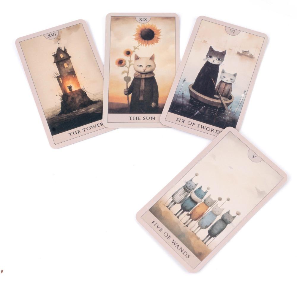 Surrealist Cat Tarot Cards 10.3*6cm - Aesthetic 78-Card Whimsical Deck with Soft Pastel Illustrations