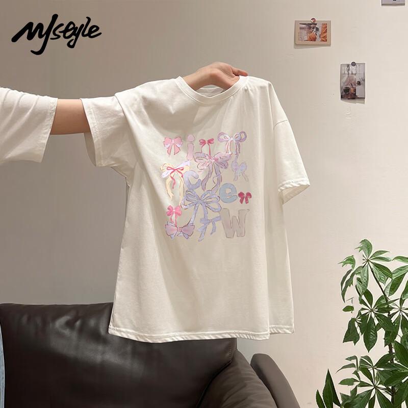 

MJ STYLE Sweet Bowknot Print T-shirt L