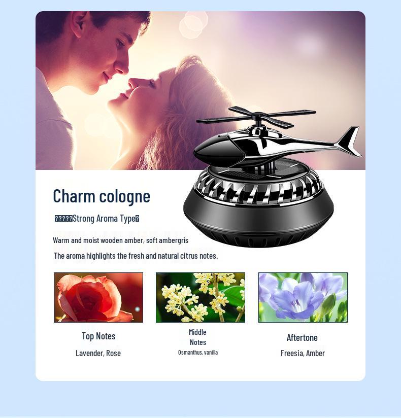 Solar-Powered Rotating Car Air Freshener - Helicopter & Airplane Aromatic Ornament for Car Interior Decoration