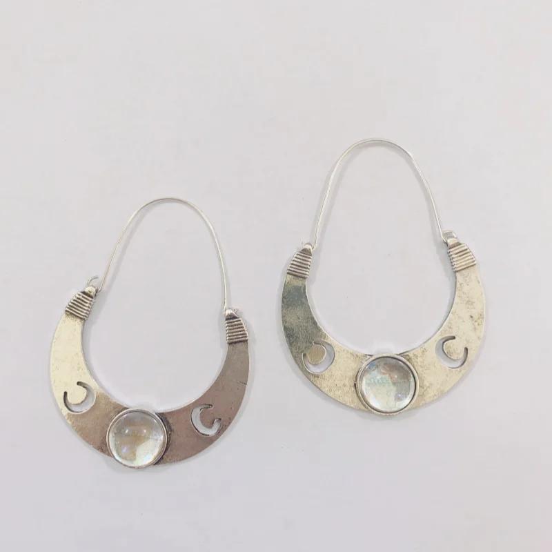 

Европейская и американская мода, личность, преувеличенный ретро-стиль, геометрические серьги в форме луны для женского циркона