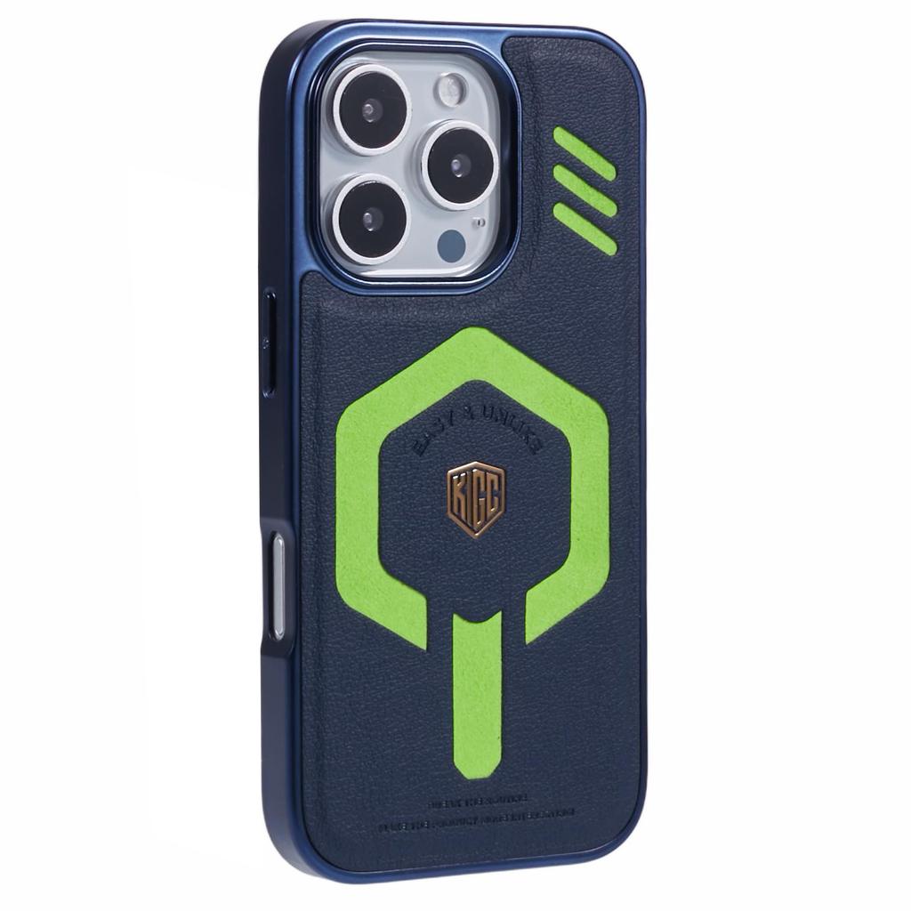 KIGC For iPhone 16 Pro Case Compatible with MagSafe Leather+PC+TPU Phone Cover