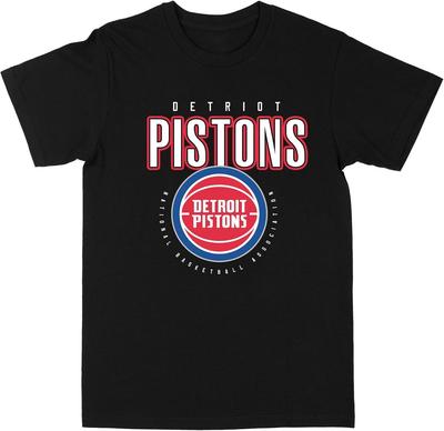 NBA Detroit Pistons Logo Obrys Černé Tričko