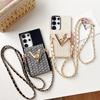 Geldbörsen-Lanyard-Hülle für Samsung Galaxy S26 Ultra S25 Plus S22 S21 S23 S24 FE Karten-Crossbody-Gurt Leder V Mode-Taschenabdeckung