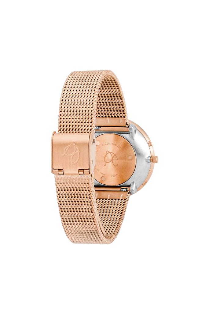 ARNE JACOBSEN ROMAN 53311-1611, 34mm, Nordic Design, Water Resistant (Quiet Design with No Second Hand), White Rose Gold, Mesh Strap