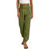 Women's Fashion  Color Elastic Waist Pocket Loose Leg Tight Casual Pants
